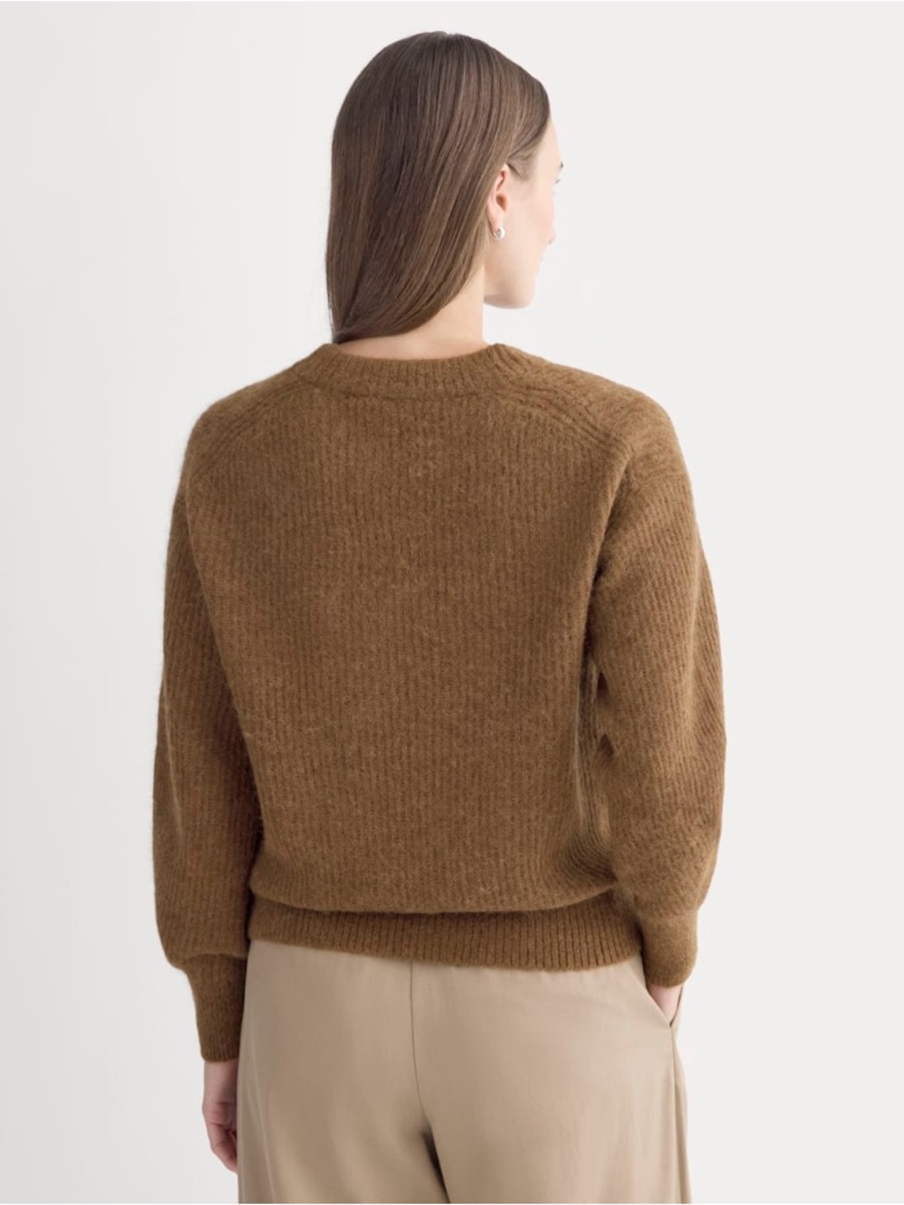 Everlane Alpaca Cocoon Crew Sweater Brown Cozy Minimalist Size XS - Picture 4 of 15